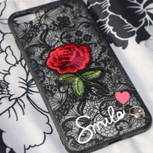 Rose Coque Lace IPhone 8 Plus Case W/ Strap